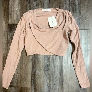 Elodie Dust Pink Long Sleeve Crop Top